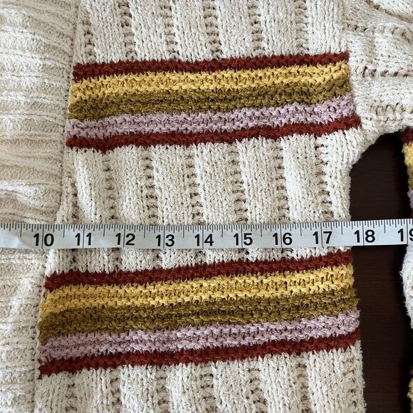Madewell Sweater Womens XXS Cream Multi Stripe Open Front Chunky Knit Cardigan - Picture 5 of 6
